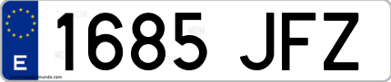 Ejemplo de matrícula de coche ordinaria 1685 JFZ