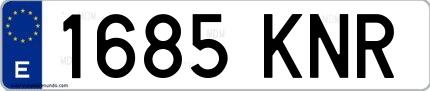 Ejemplo de matrícula española 1685 KNR