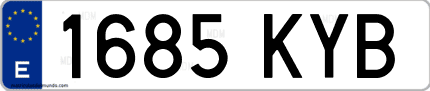 Ejemplo de matrícula de coche ordinaria 1685 KYB