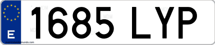 Ejemplo de matrícula de coche ordinaria 1685 LYP