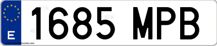Ejemplo de matrícula de coche ordinaria 1685 MPB