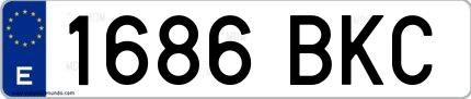 Ejemplo de matrícula española 1686 BKC