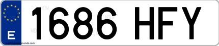 Ejemplo de matrícula española 1686 HFY