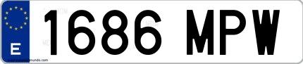 Ejemplo de matrícula española 1686 MPW