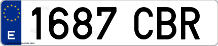Ejemplo de matrícula de coche ordinaria 1687 CBR