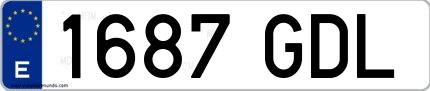 Ejemplo de matrícula de coche ordinaria 1687 GDL