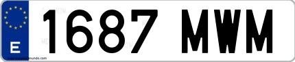 Ejemplo de matrícula española 1687 MWM