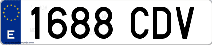 Ejemplo de matrícula de coche ordinaria 1688 CDV