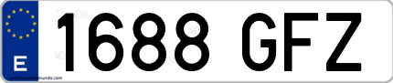 Ejemplo de matrícula de coche ordinaria 1688 GFZ