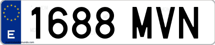 Ejemplo de matrícula de coche ordinaria 1688 MVN