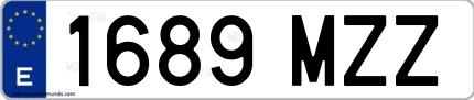 Ejemplo de matrícula española 1689 MZZ