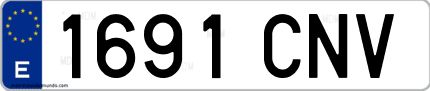 Ejemplo de matrícula de coche ordinaria 1691 CNV