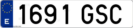 Ejemplo de matrícula de coche ordinaria 1691 GSC