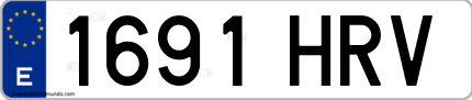 Ejemplo de matrícula de coche ordinaria 1691 HRV