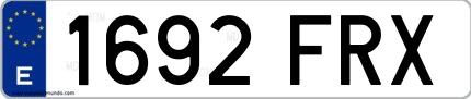 Ejemplo de matrícula española 1692 FRX