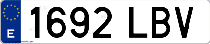 Ejemplo de matrícula de coche ordinaria 1692 LBV