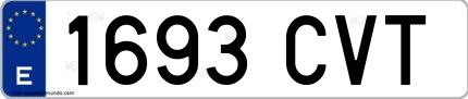 Ejemplo de matrícula española 1693 CVT