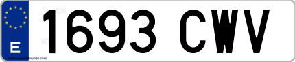 Ejemplo de matrícula de coche ordinaria 1693 CWV