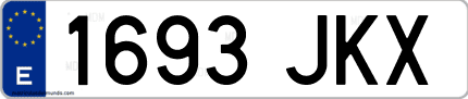 Ejemplo de matrícula de coche ordinaria 1693 JKX
