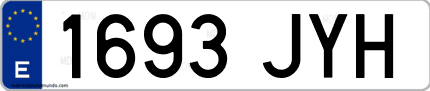 Ejemplo de matrícula de coche ordinaria 1693 JYH