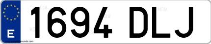 Ejemplo de matrícula de coche ordinaria 1694 DLJ