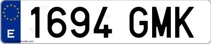 Ejemplo de matrícula española 1694 GMK