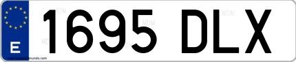 Ejemplo de matrícula española 1695 DLX