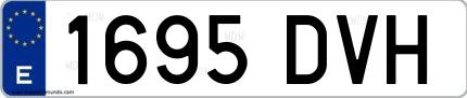 Ejemplo de matrícula española 1695 DVH