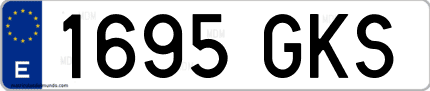 Ejemplo de matrícula de coche ordinaria 1695 GKS