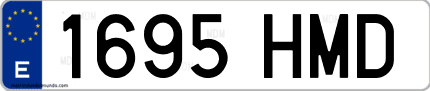 Ejemplo de matrícula de coche ordinaria 1695 HMD