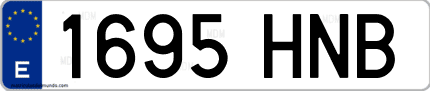 Ejemplo de matrícula de coche ordinaria 1695 HNB