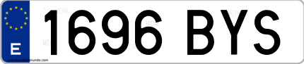 Ejemplo de matrícula de coche ordinaria 1696 BYS