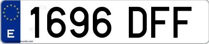Ejemplo de matrícula española 1696 DFF