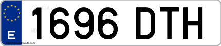 Ejemplo de matrícula de coche ordinaria 1696 DTH