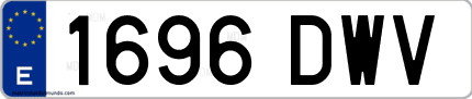Ejemplo de matrícula de coche ordinaria 1696 DWV
