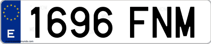 Ejemplo de matrícula de coche ordinaria 1696 FNM