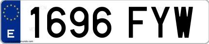 Ejemplo de matrícula española 1696 FYW