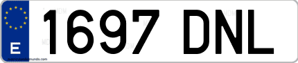 Ejemplo de matrícula de coche ordinaria 1697 DNL