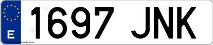 Ejemplo de matrícula española 1697 JNK