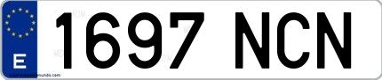 Ejemplo de matrícula española 1697 NCN