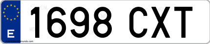 Ejemplo de matrícula de coche ordinaria 1698 CXT