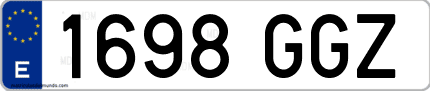 Ejemplo de matrícula de coche ordinaria 1698 GGZ