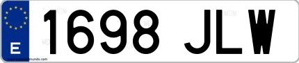 Ejemplo de matrícula española 1698 JLW