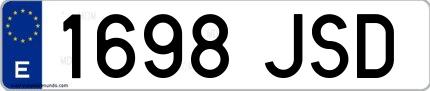 Ejemplo de matrícula española 1698 JSD