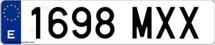 Ejemplo de matrícula española 1698 MXX