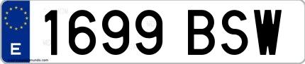 Ejemplo de matrícula española 1699 BSW