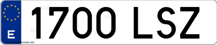 Ejemplo de matrícula de coche ordinaria 1700 LSZ