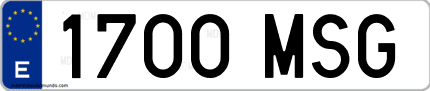 Ejemplo de matrícula de coche ordinaria 1700 MSG