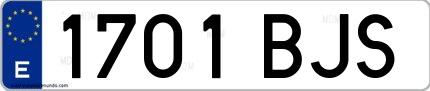 Ejemplo de matrícula de coche ordinaria 1701 BJS