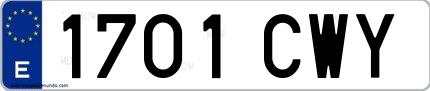 Ejemplo de matrícula española 1701 CWY
